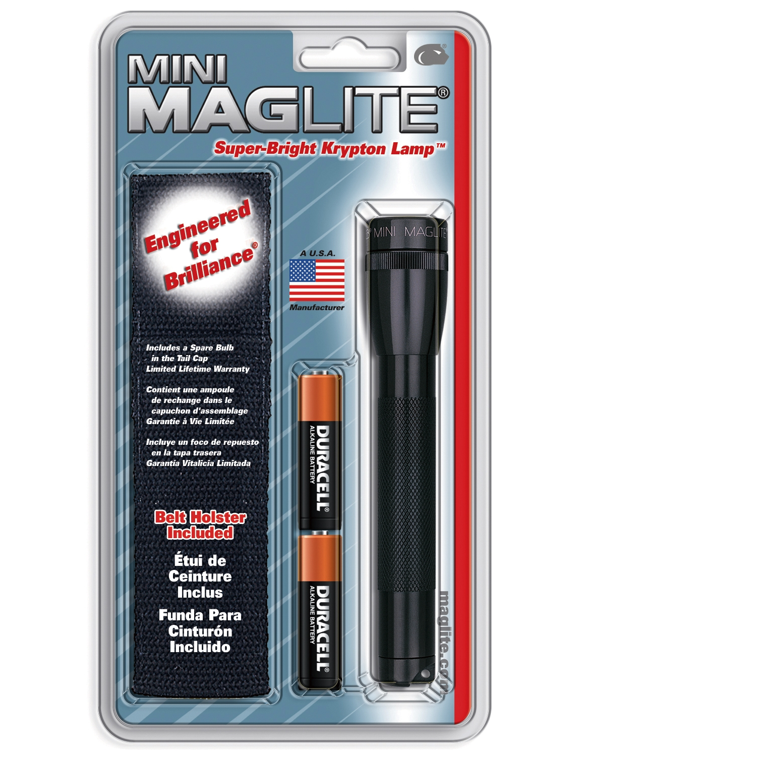 Black AA Mini Maglite  Holster Combo Pack