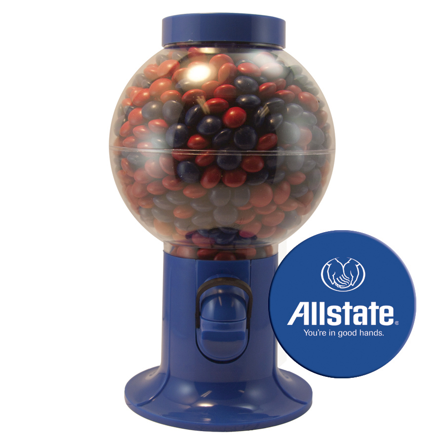 Blue Gumball Machine Filled with Corporate Color Chocolates