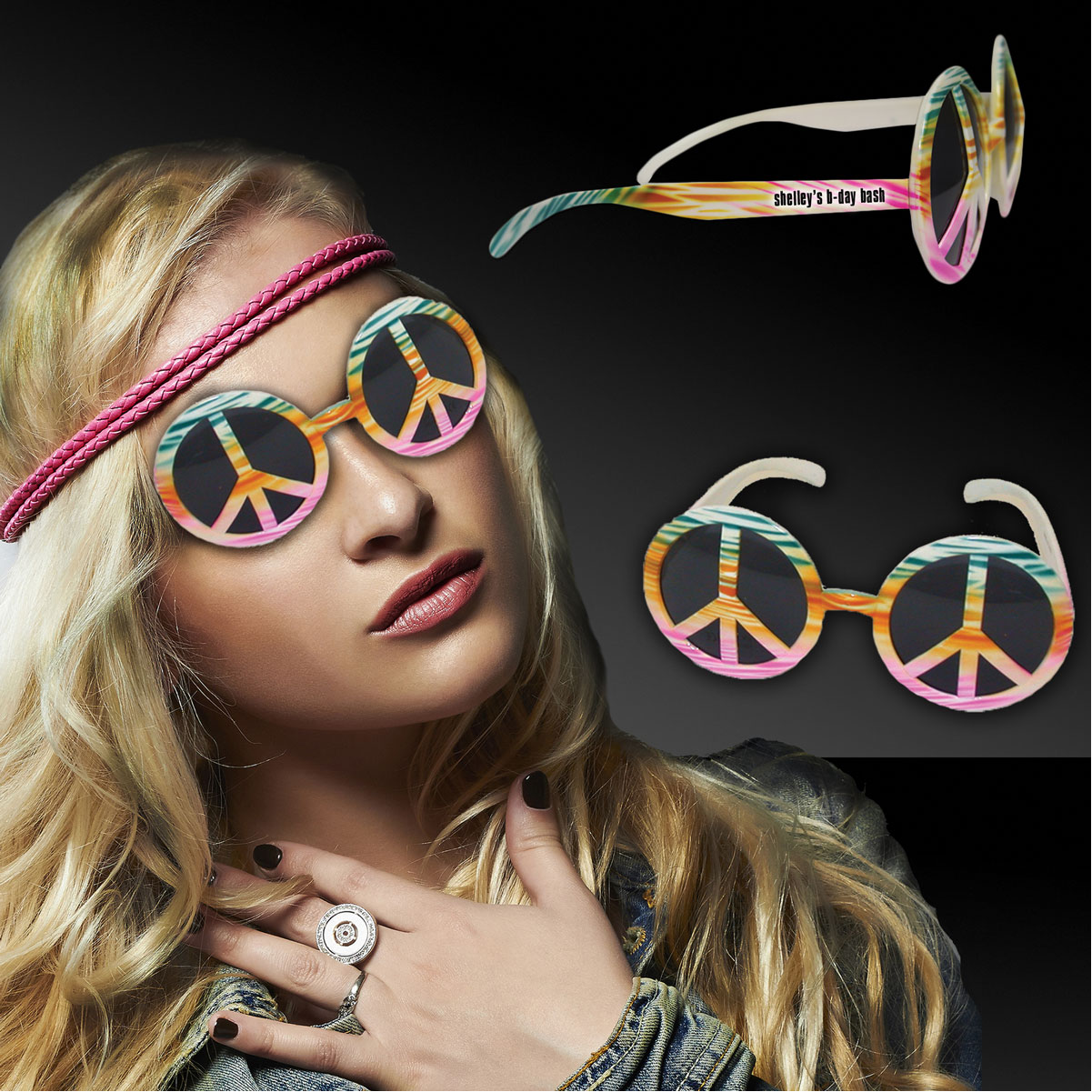 Peace Sign Tie Dye Glasses