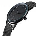Waterproof Black Stainless Steel Ultra-thin Men Watch, Quartz Wrist Watch
